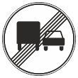 Дорожный знак 3.23 «Конец зоны запрещения обгона грузовым автомобилям» (металл 0,8 мм, I типоразмер: диаметр 600 мм, С/О пленка: тип А коммерческая)